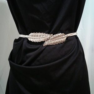 Silver Leaf Detail Women's Metal Waist Belt
